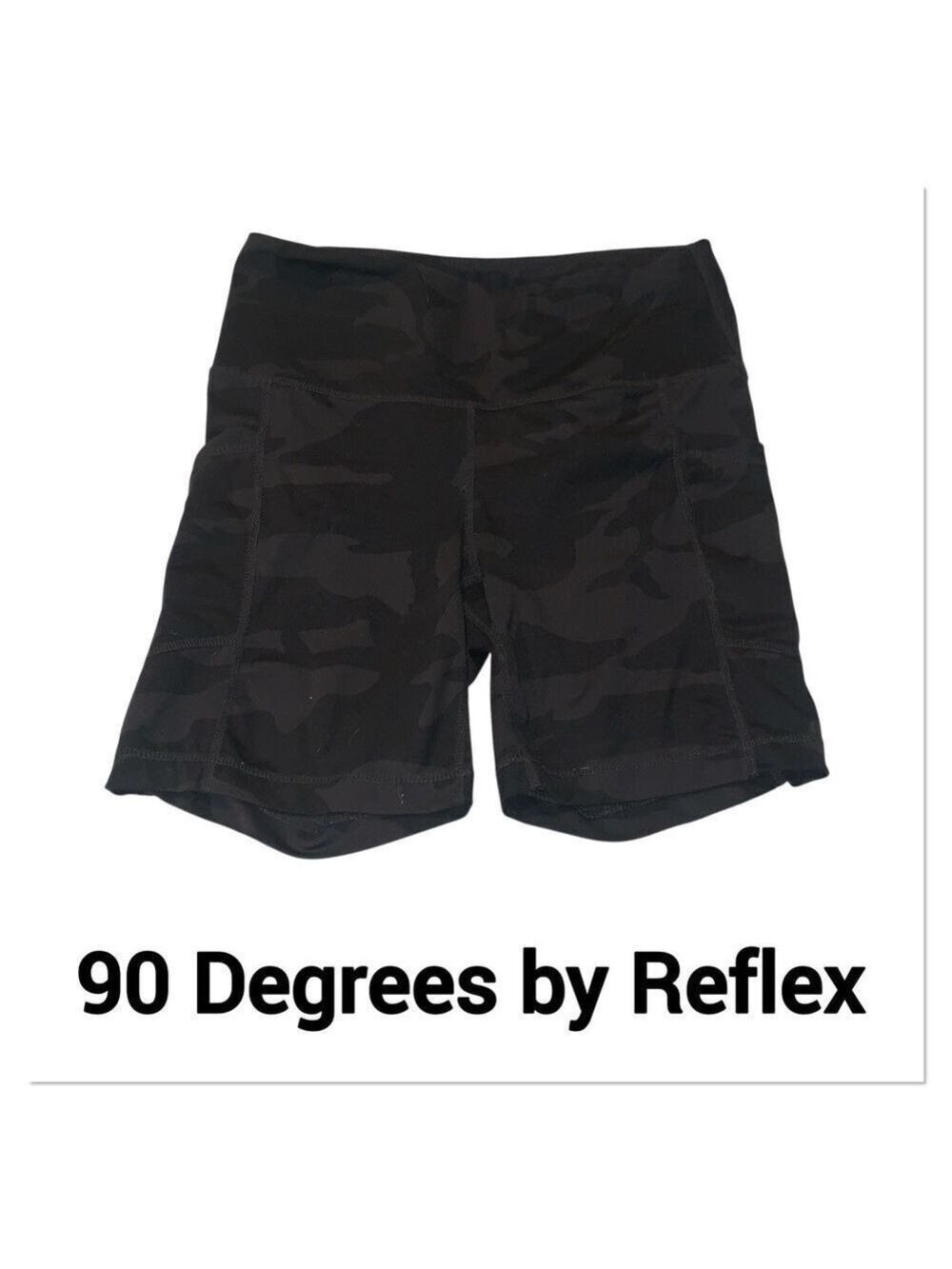 90 DEGREE by REFLEX Black Camo Biker Shorts size medium